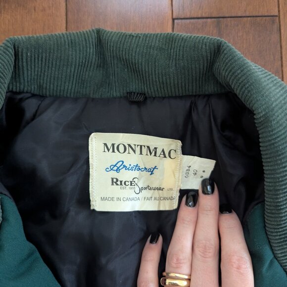 FOREST GREEN CORDUROY COLLAR VINTAGE PUFFER JACKET - Picture 2 of 3